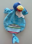 V8- DOUDOU PLAT HAPPY HORSE OISEAU PERROQUET TRICOT LAINE BLEU ROUGE VERT - NEUF