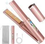 Cordless Titanium Hair Straightener and Curler, Mini Portable USB Rechargeable