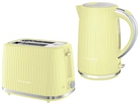 Russell Hobbs Eden Lemon Yellow Kettle & 2 Slice Toaster Matching Set