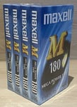 4 Pack Maxell Blank VHS Video Cassette Tapes 3 Hour 180 Mega Power Tape *SEALED*