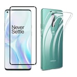 OnePlus 8 - gummiskal inkl. Skärmskydd i Härdat glas - Transparent