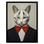 Wee Blue Coo Tabby Cat Who Came To Tea Pet Portrait Artwork Framed Wall Art Print A4