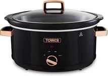 Tower- T16019RG 270W, 6.5L Slow Cooker with 3 Heat Settings in Black & Rose Gold