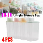 4pcs Cereal Containers Dispenser Food Storage Dry Food Kitchen 1.9l Box Uk