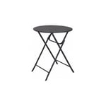 Wadiga - Table jardin ronde pliable métal gris anthracite bistrot - 60x60x70.5cm