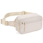 Telena Bum Bag Femme Sac Banane pour Hommes, Sport Mode Taille Sacs Femmes Pochette Poitrine Petit Sac à bandoulière Toile avec Sangle Réglable, Beige