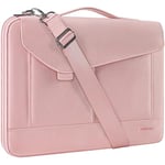 DOMISO 14 Inch Laptop Sleeve Bag Water Resistant Business Briefcase Carrying Shoulder Bag for MSI Prestige 14/Asus Chromebook/Dell Latitude/HP ProBook/MacBook/Acer Swift 3,Pink