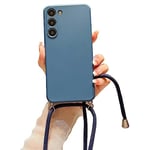 Alihtte Coque pour Samsung Galaxy S21 5G avec Cordon de Collier, Coque Mince Silicone TPU Bumper Etui Housse Cordon Réglable Téléphone Portable Lanyard Case pour Galaxy S21 Bleu foncé