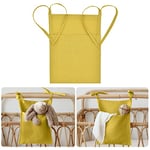 Baby Crib Cabin Bedside Storage Bag Bed Linen Hanging Pocket Baby Room Nursery Cot Caddy Bed Organizer for Clothing Diapers Drool Bibs Molar Toys(Yellow)