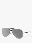 Giorgio Armani AR6084 Women's Aviator Sunglasses, Black/Mirror Grey