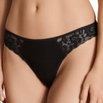 Calida Trosor Natural Comfort Lace Thong Svart bomull Medium Dam