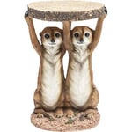 Kare Design Side Table Animal Meerkat Sisters, Brown, Side Table Living Room, Round Bedside Table, Max. Load 20Kg, Room Decor, Home Decor, Gift Idea, 52x35x33Cm (H/W/D)