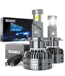 BEAMFLY Ampoules Auto LED H7 Canbus 130W 28000LM 6000K Lumières Blanches, Kit de Conversion de phares de Voiture, Feu de Croisement 12V, Tube épais en cuivre, Lampes LED, 2 pièces