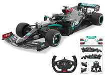 JAMARA Mercedes-AMG F1 W11 EQ Performance 1:12-2,4 GHz pour multijoueur, sous Licence Officielle, Peinture fidèle à l'original, avec Feuille décorative, Noir, 402106