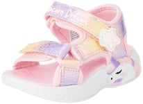 Skechers GIRLS Sandals, Light Pink Textile/Multi Trim, 4 UK