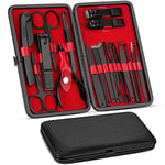 Akake Manicure Set, Pedicure Kit, Nail Clippers, Professional Grooming Kit, Nail Tools 18 in 1 with Luxurious Travel Case For Men and Women 2021 Upgraded Version Black