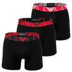 Emporio Armani Men's Bold Monogram 3-Pack Boxer Shorts, Nero/Nero/Nero, M