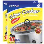 WRAPOK Slow Cooker Liners Kitchen Disposable Cooking Bags BPA Free for Oval or Round Pot, Large Size 13 x 21 Inch, Fits 3 to 8.5 Quarts - 2 Pack (20 Bags Total)