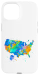 Coque pour iPhone 15 Carte des États-Unis