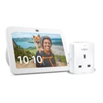 Echo Show 8 (3rd generation) | Glacier White + TP-Link Tapo P110M Smart Plug with Energy Monitoring, Works with Alexa - Smart Home Starter Kit