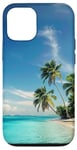 Coque pour iPhone 12/12 Pro Caraïbes Île Palmiers Turquoise Océan Sable Plage