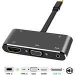 Type C vers HDMI VGA Adaptateur USB C 3.1 Type C vers VGA HDMI 4K avec USB 3.0 Port, Port de Chargement pour MacBook Pro 20162017