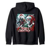 Merry Christmas Festive Slasher Candy Cane Menace Zip Hoodie