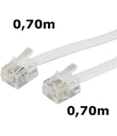 Cordon Téléphone ou ADSL RJ11 mâle vers RJ11 mâle - blanc - 0,70 m