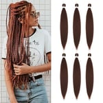 Braiding Hair Pre Stretched - 6 Packs Prestretched Braiding Hair 20 Inch Ombre Braiding Hair Itch Free 30# Yaki Synthetic Hair Extension for Braids (20 Inch(6Packs), 30#)