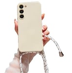 Alihtte Coque pour Samsung Galaxy S21 FE 5G avec Cordon de Collier, Coque Mince Silicone TPU Bumper Etui Housse Cordon Réglable Téléphone Portable Lanyard Case pour Galaxy S21 FE Blanc