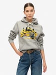 Superdry New York Vintage Logo Graphic Hoodie - Grey, Grey, Size 8, Women