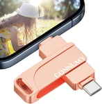 Clé Usb 64 Go Pour Iphone, Cle Usb 3 En 1 Sauvegarde En Un Clic De Photos Et Vidéos, Mémoire Stockage Externe Compatible Avec Iphone/Ipad/Android/Pc