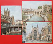 Beautiful Collection of 3 Brand New Bath Art Postcards by Sue Firth