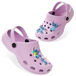 Disney Sabot de Jardin Enfant, Chaussure Stitch Fille avec Charms à Clipser (Violet Stitch, 30 EU)