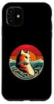 Coque pour iPhone 11 Chat amusant amoureux chat rétro style vintage noir coucher de soleil