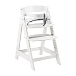 roba Chaise Haute Évolutive en Bois Blanc Sit Up Click - Hauteur Réglable par un Seul Clic - Certifiée EPH - de 6 Mois jusqu'à 70 kg - avec Barre de Sécurité