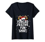 Womens Forced Festive Fun Shirt Funny Saying Christmas Lights Xmas V-Neck T-Shirt