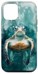 iPhone 14 Pro Green Sea Turtle Relaxing Watercolor Case