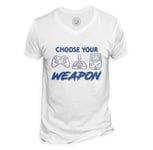 T-Shirt Homme Col V Choose Your Weapon Jeux Vidéo Retro Gaming Arcade