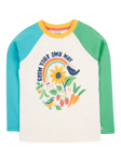 Frugi Kids' Tamar Organic Cotton Summer Garden Raglan Top, Soft White/Grow