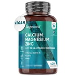 Calcium Magnésium Zinc Vitamine D3 K2 (MK7) 400 Comprimés Vegan (+1 An) Aavec Cuivre, Sélénium, Manganèse, Bore - Haute Absorption Multivitamines et Minéraux Immunité, Os, Peau, Muscles, Cheveux