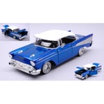 CHEVROLET BEL AIR "GET LOW" SERIES W/VISOR 1957 CANDY BLUE/WHITE 1:24 MotorMax