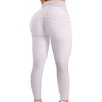 YTATY Femmes Pantalon De Fitness Bubble Yoga Legging De Sport pour Femme Sexy Slim Fit Taille Haute for Les Femmes Exercice Fitness (XS,Blanc)