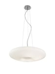 Ideal Lux Lampe suspension Glory SP3 D50, blanc, monture nickel satiné, diffuseur en verre soufflé acidé, câbles réglables en hauteur, diamètre 50, hauteur max 95, lustre salon, lustre cuisine, 3