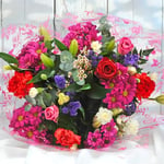 Homeland Florists Superb Mixed Fresh Flower Bouquet with a Single Large Naomi Velvet Rose at its Heart, Large, Red