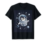 Cute Penguin in Space Floating Among Stars Apparel T-Shirt