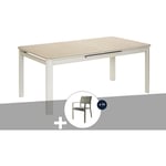 Ensemble Table de jardin extensible, rectangulaire en aluminium Milos Ivoire avec 10 chaises Jardiline