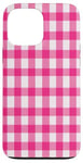 iPhone 13 Pro Max Pink Checkered Plaid Flannel Gingham Pattern Checker Rustic Case