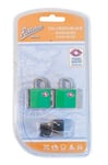 2X 2 Travel Suitcase Metal Padlocks Twin Pack Green Black Travel Sentry Approved