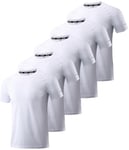 Boyzn 5 Pack Dri Fit Shirts for Men, Dry Fit Moisture Wicking Workout T-Shirts, Athletic Running Gym Short Sleeve Tee Shirts for Men White-5P05-S